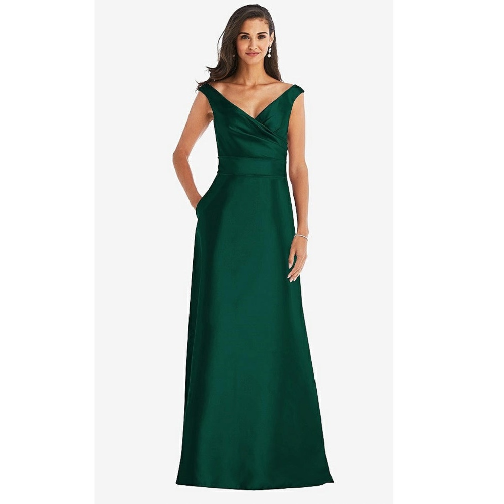 Alfred Sung: Off the Shoulder Satin Gown (NWT)